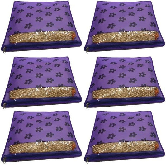 Saree Cover - Printed Non Woven Saree Organizers (Pack of 6)